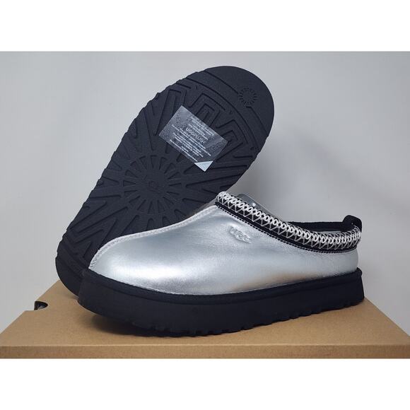 DS UGG Tazz Leather Slipper SILVER METALLIC 1143776K-SLVM - Picture 1 of 6